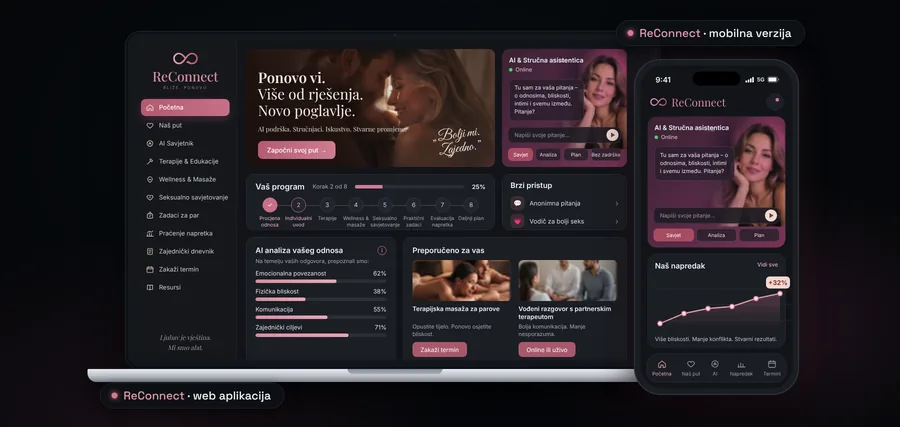ReConnect aplikacija na laptopu i mobitelu