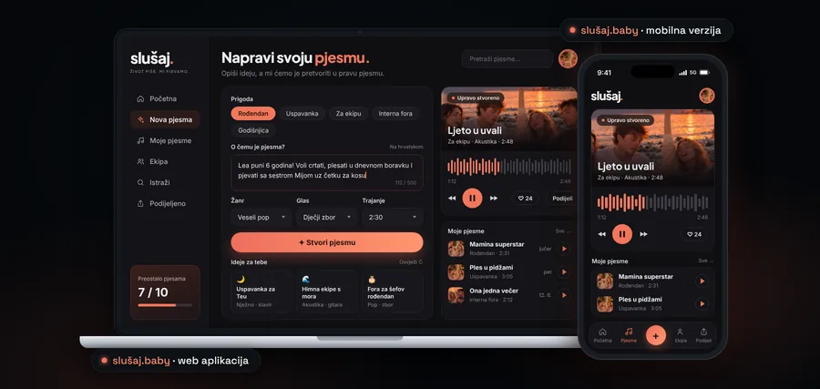 slušaj.baby aplikacija na laptopu i mobitelu